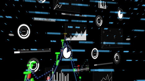 Animation-Der-Finanzdatenverarbeitung-Auf-Schwarzem-Hintergrund