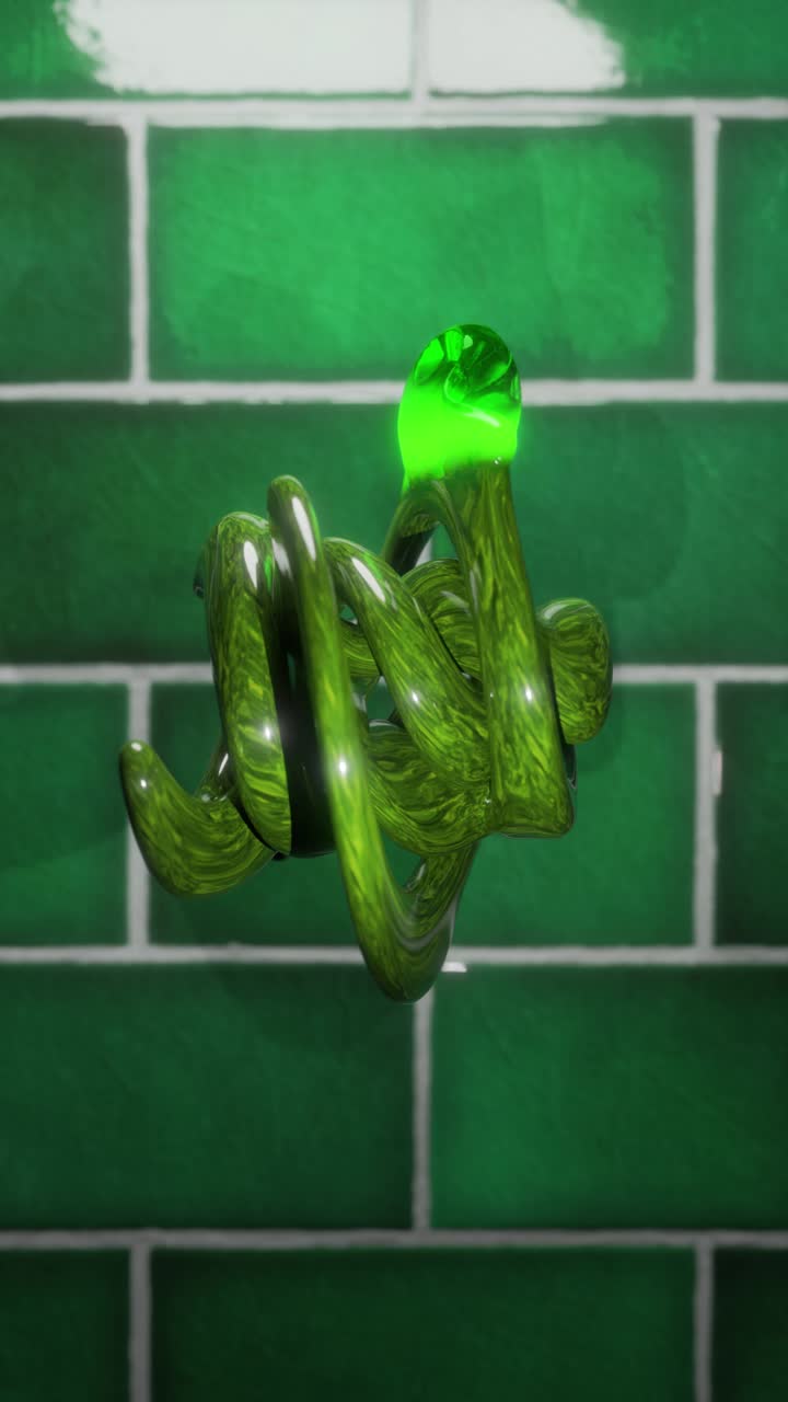 Abstract Green Glowing Sculpture