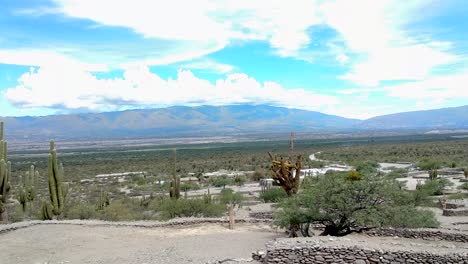 pan across the ancient city of quilmes, an archaeological site in the calchaquí valleys, argentina