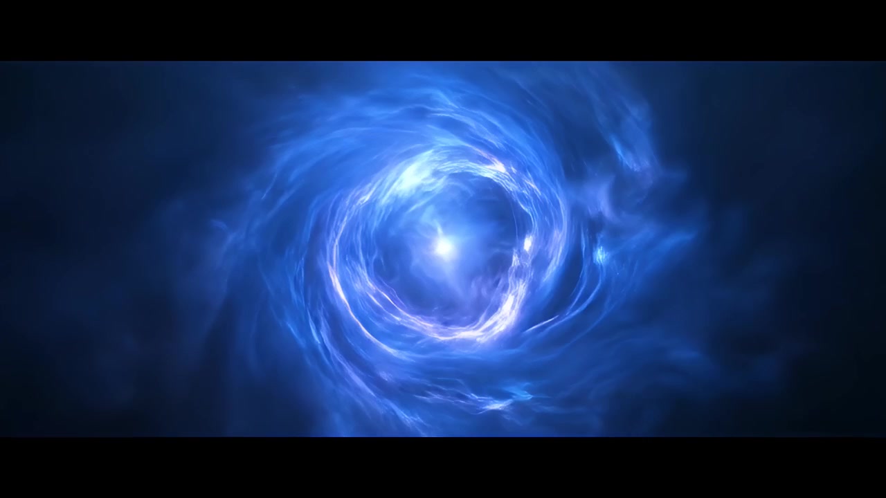 Abstract Blue Energy Swirl Forming a Glowing Vortex