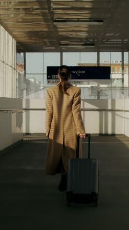 woman walking through an airport terminal