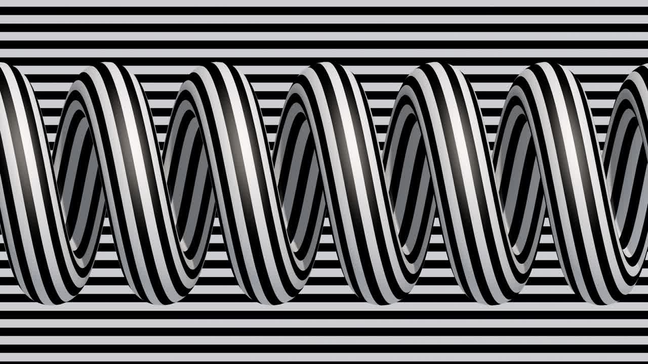 una espiral negra y blanca con rayas. animación abstracta, renderizado en 3d.