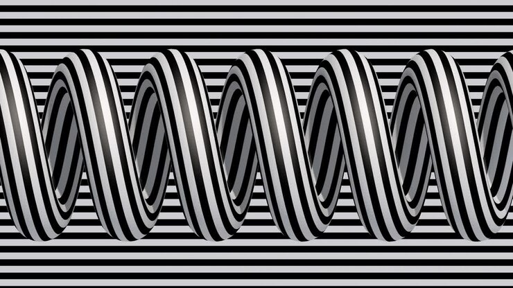 Striped black and white spiral. Abstract animation, 3d render.