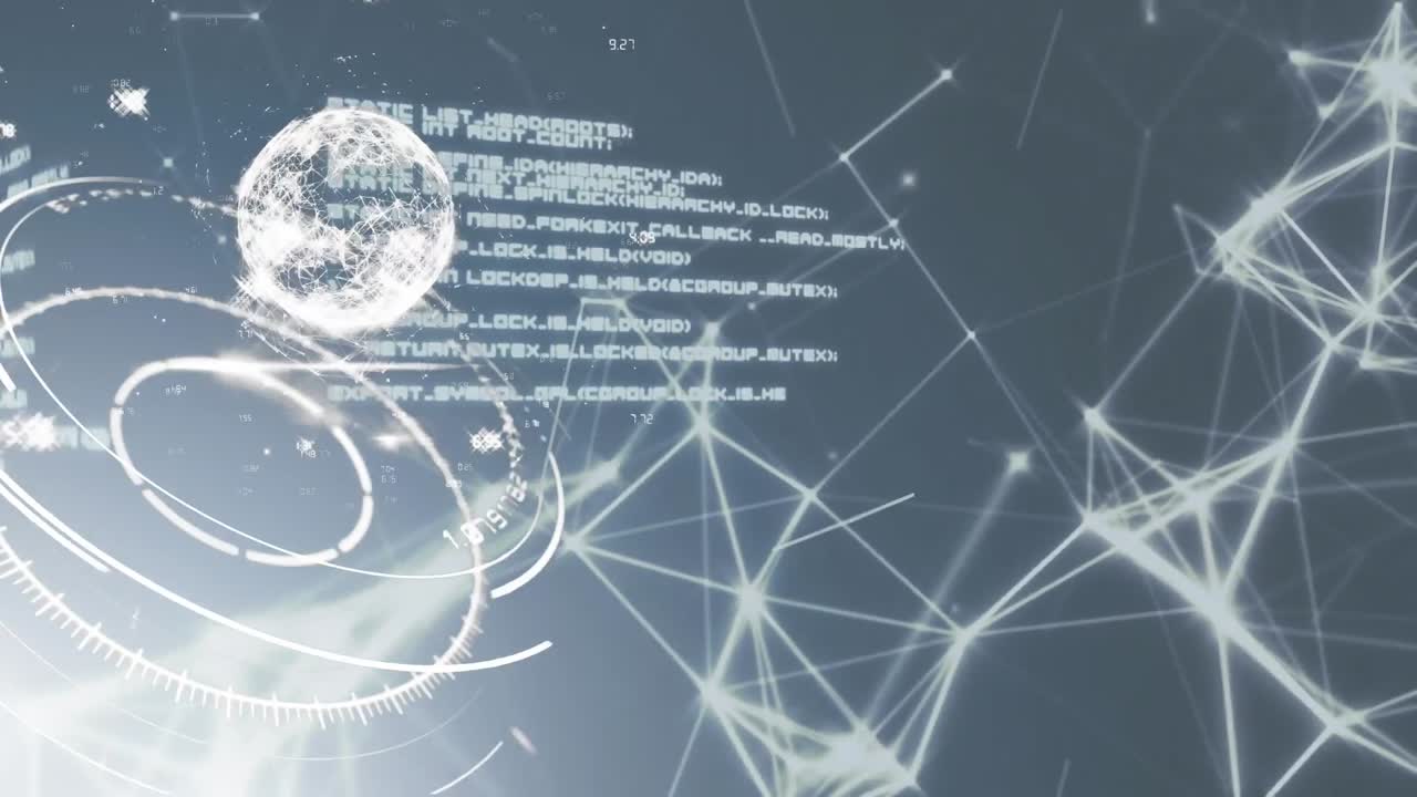 스 스캐닝과 연결 네트워크를 통해 세계를 가진 데이터 처리의 애니메이션