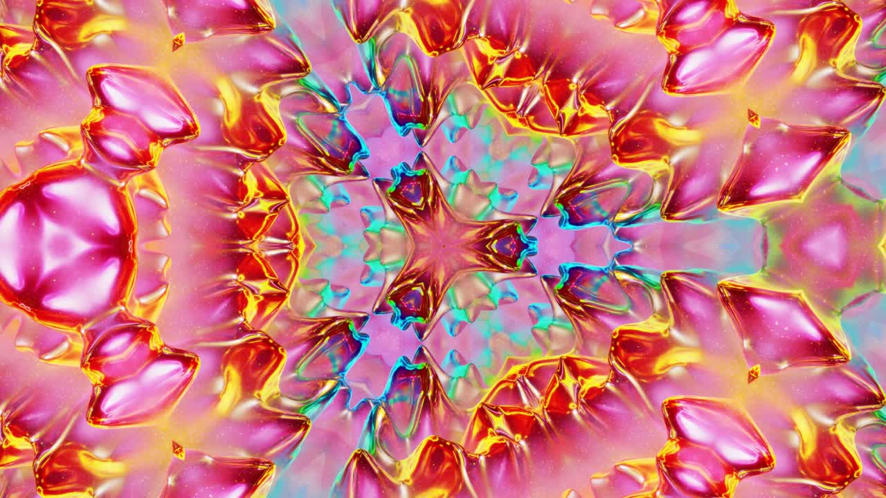 3d elegante abstracto en bucle bg como patrón simétrico ondulado como estructura caleidoscópica con ondas, vidrio líquido multicolor con hermosos colores de gradiente. 4k animado fluido colorido de moda