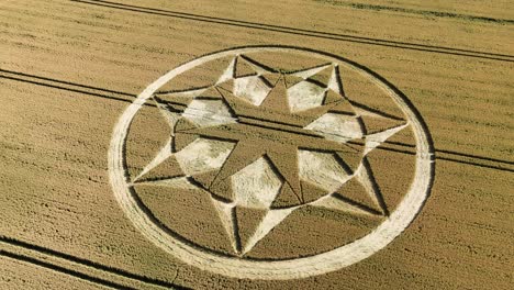 geometric crop circle formation in marten, wiltshire, england, uk - aerial shot