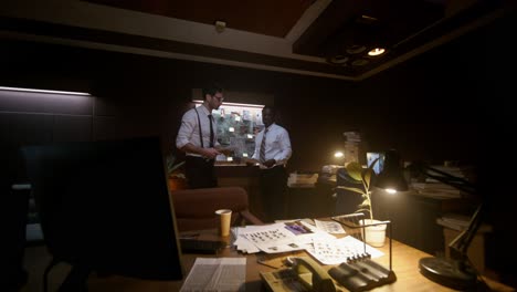 police investigation in a dark office