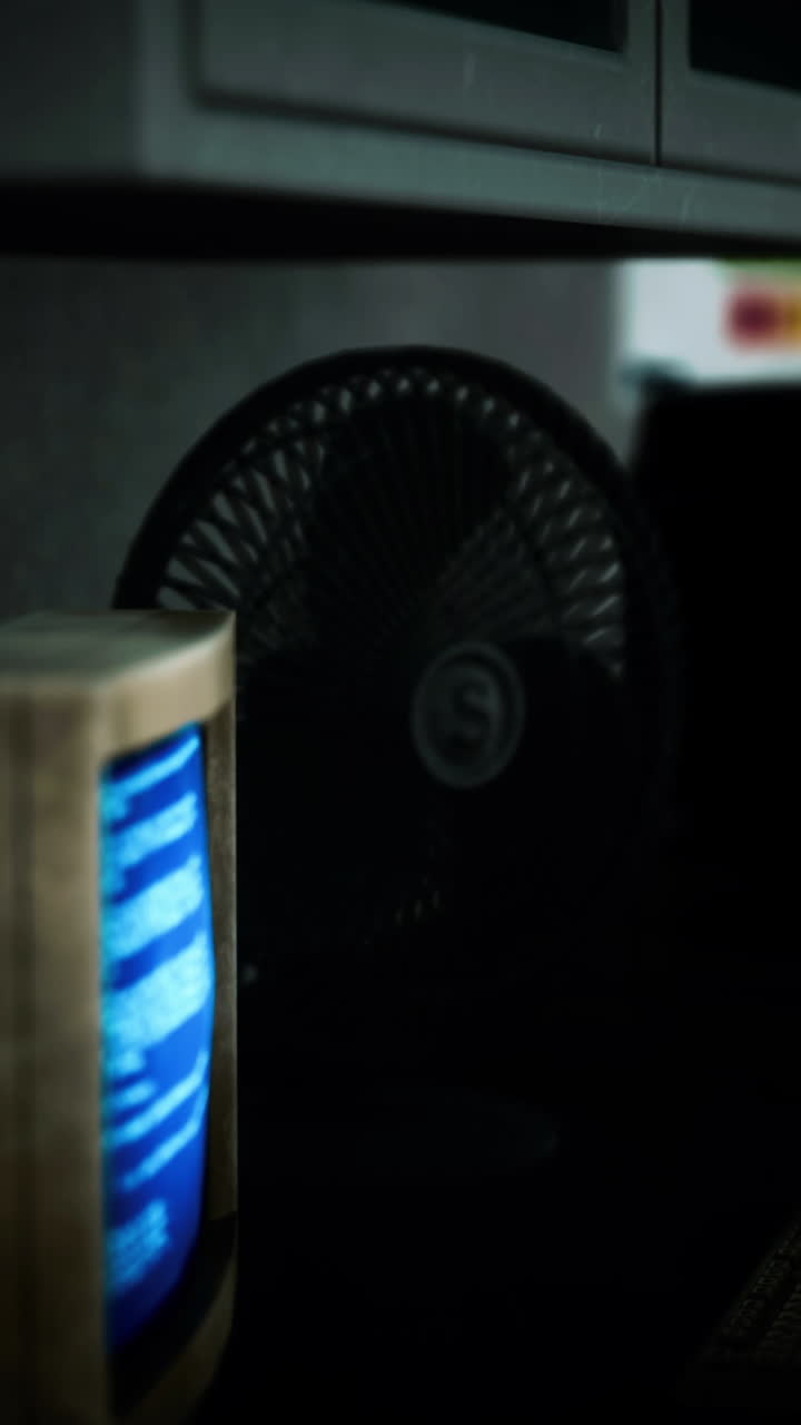 primo piano di un monitor di computer vintage con schermo blu