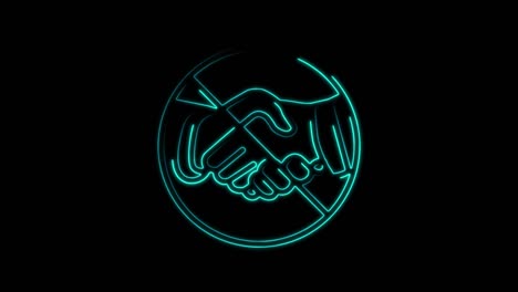 neon line no handshake icon isolated on black background. no handshake for virus prevention concept. bacteria when shaking hands. 4k video motion graphic animation.