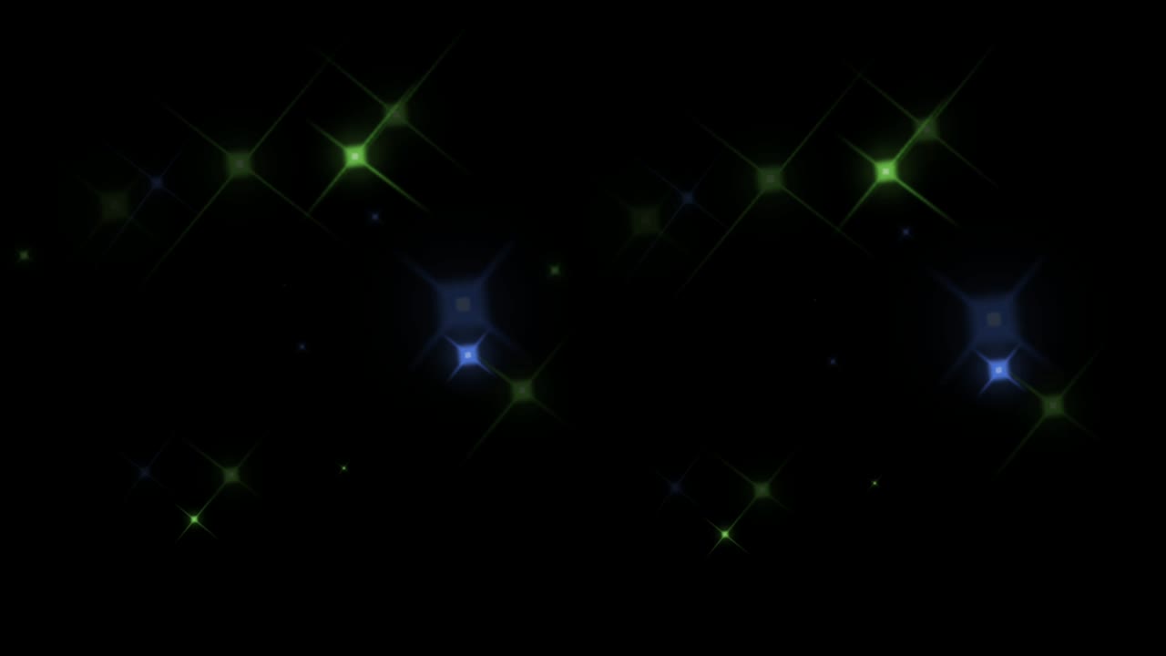 Animation blue light sparkles on black background.