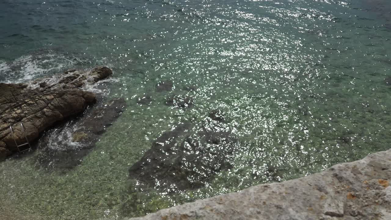 A breathtaking panorama of Croatia's rugged coastline, featuring crystal-clear turquoise waters and dramatic cliffs.