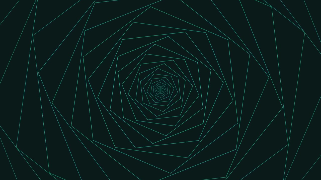 Abstract Geometric Spiral Animation with Rotating Green Lines