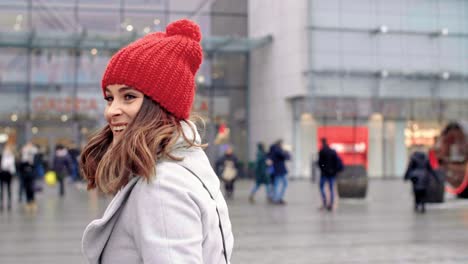 beautiful woman enjoying the shopping in the city