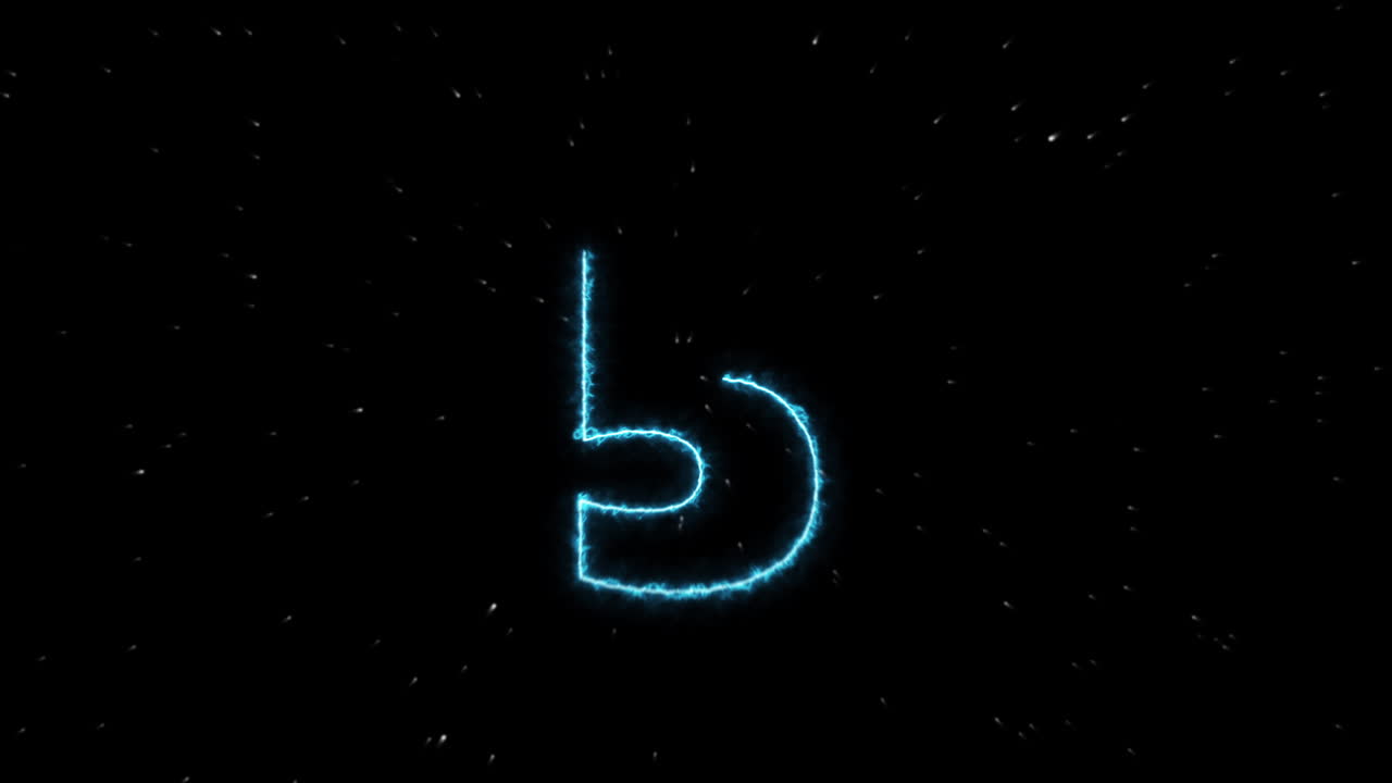 Conto alla rovescia elettrico al neon con cifre blu che contano da 10 a 0 su sfondo stellato