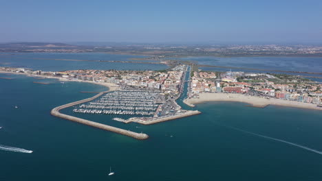 Global-aerial-view-of-Palavas-les-Flots-seaside-resort-town-Montpellier