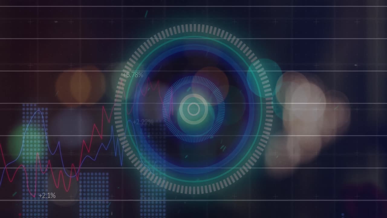 animación de semáforos borrosos sobre el círculo de procesamiento y el espacio oscuro