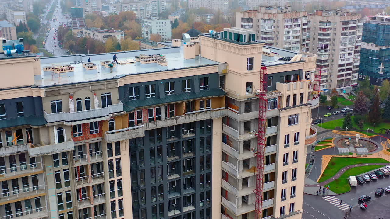 New apartments buildings exterior. Facade of modern housing construction with of balconies