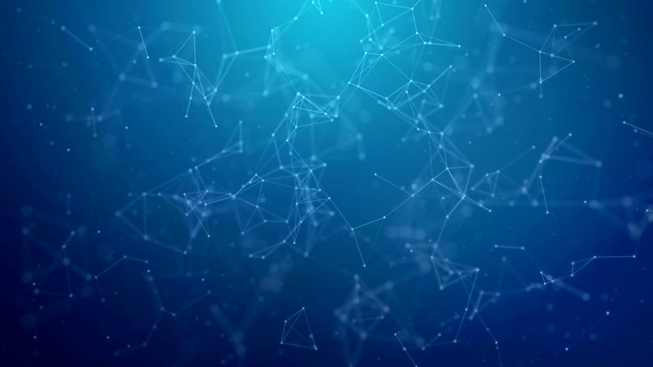 Modern Technological Rotary Background With Connections And Nodes. Dynamic plexus with numbers. Futuristic technology lines, triangles and dots. Network Connections Seamless Loop Background