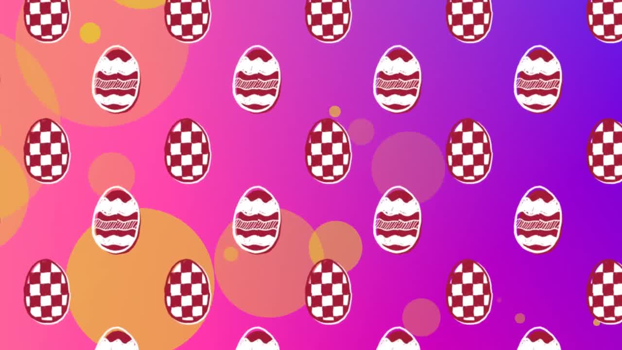 Animation of easter eggs on purple background