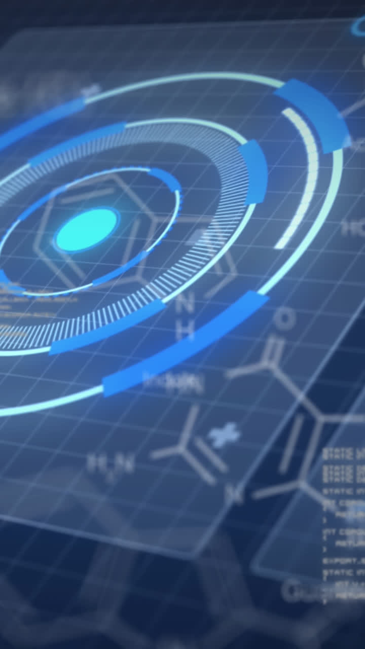 Animazione di scansione della portata ed elaborazione dati su sfondo nero