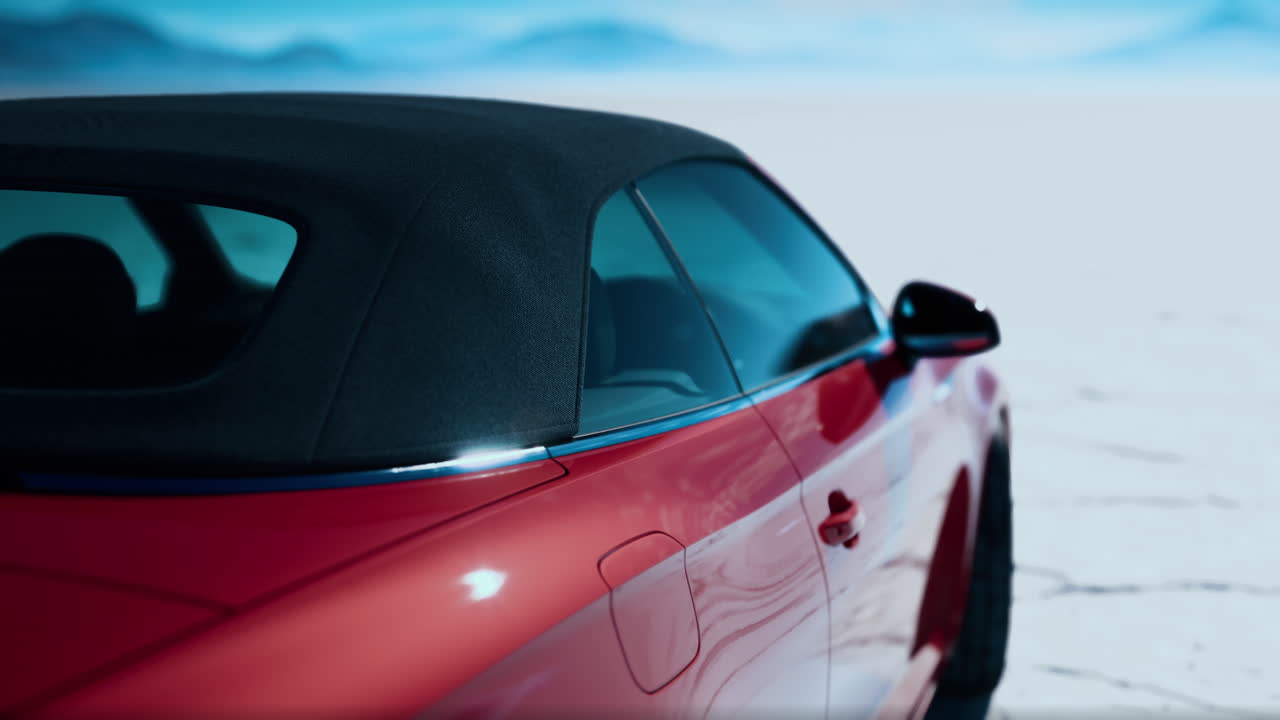 사막에서 빨간 오디 컨버터블