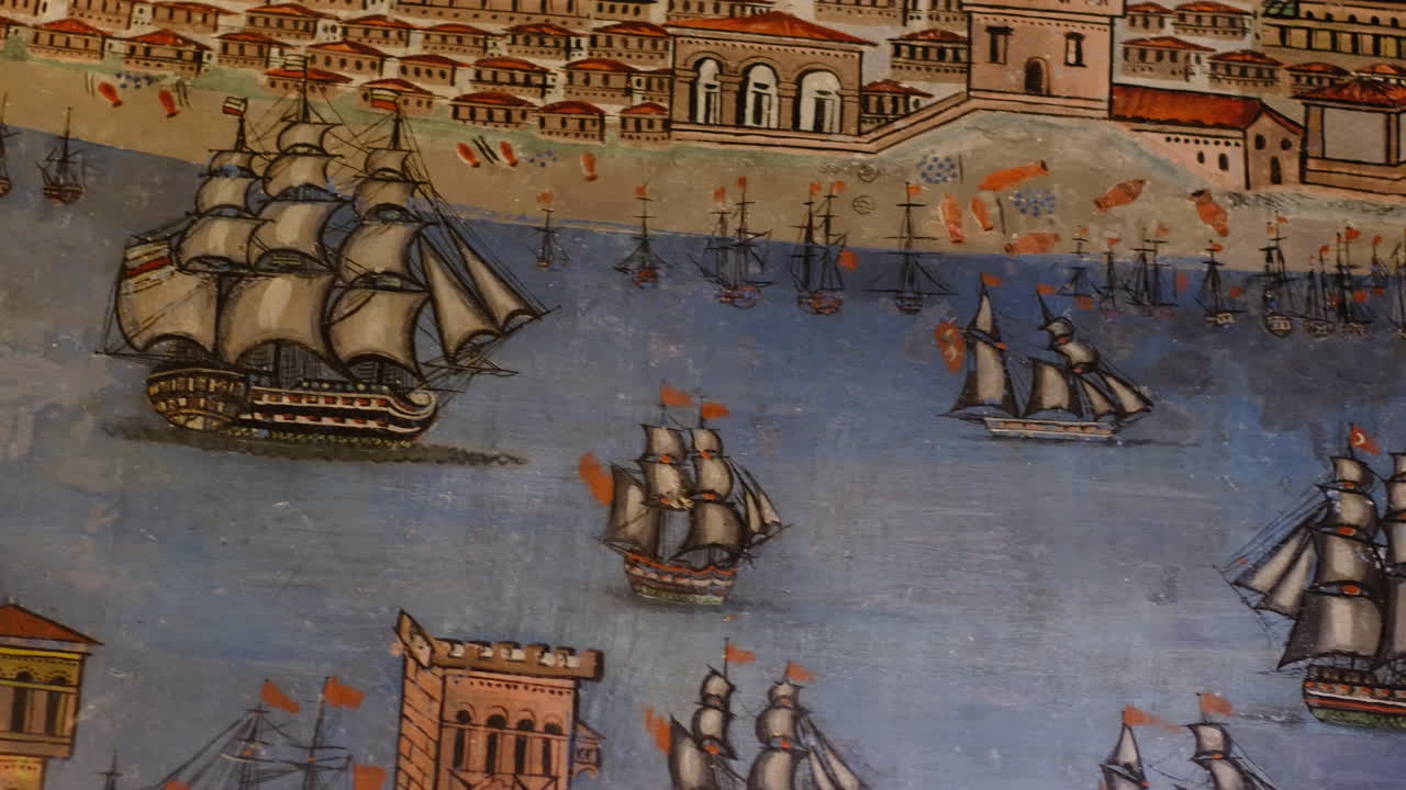 저택 벽에 손으로 그린 보스포루스