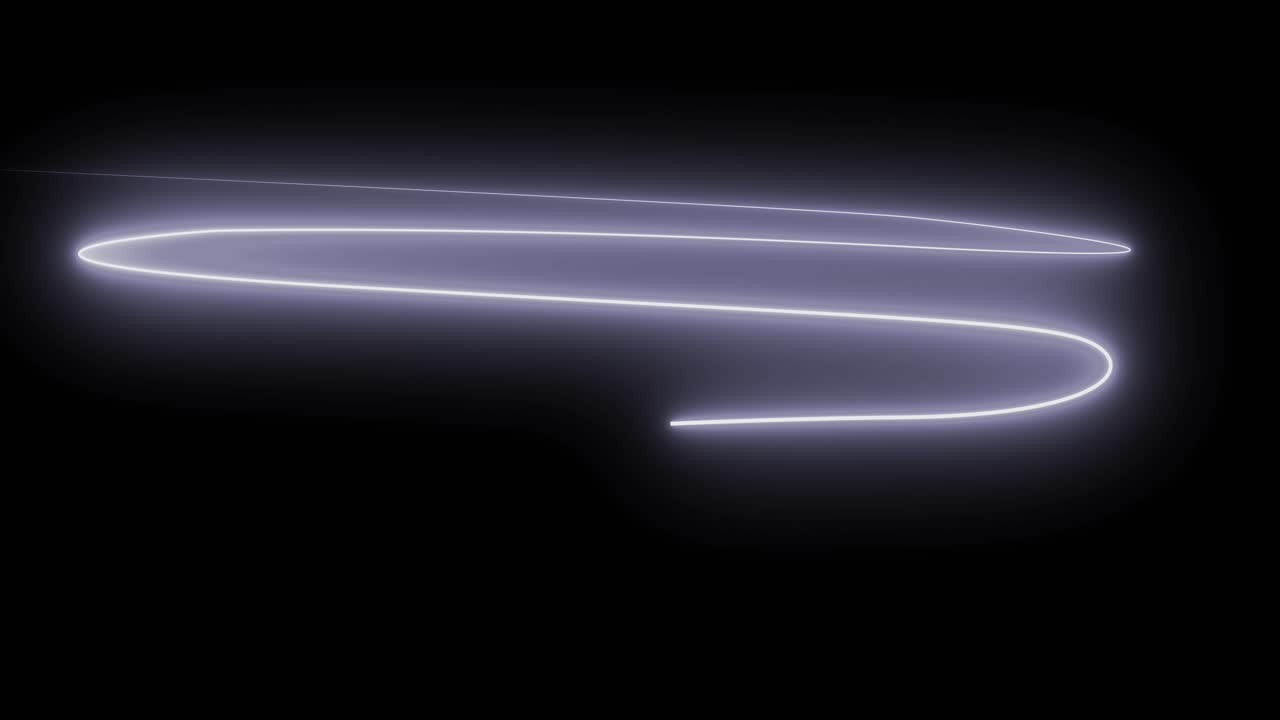 A glowing white neon line animates across the screen, creating elegant, flowing light trails. For intros, logos, or abstract backgrounds