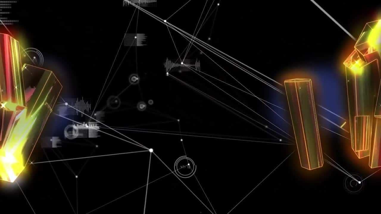 숫자와  ⁇ 락을 통한 연결 네트워크의 애니메이션