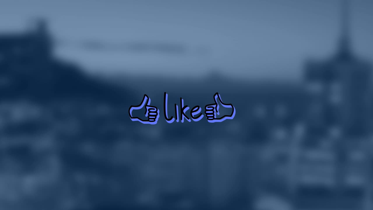 도시 풍경 위에 비슷한 텍스트의 애니메이션