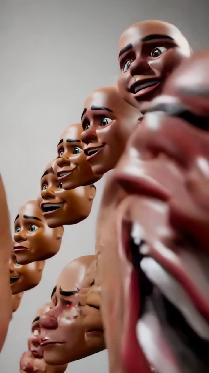 Expressive 3D Animated Faces Showing Various Emotions