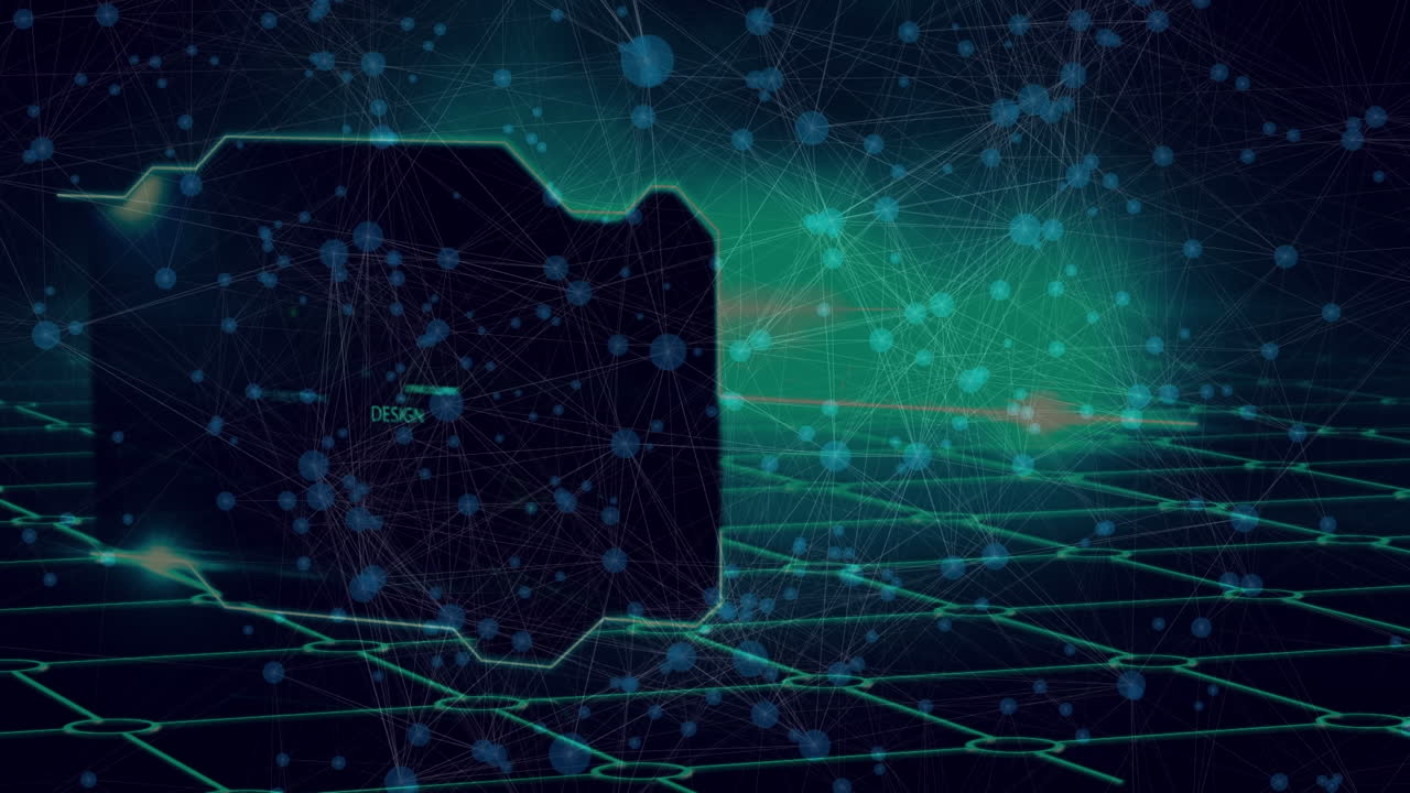 Animation of network of connections and programming languages writings in digital space