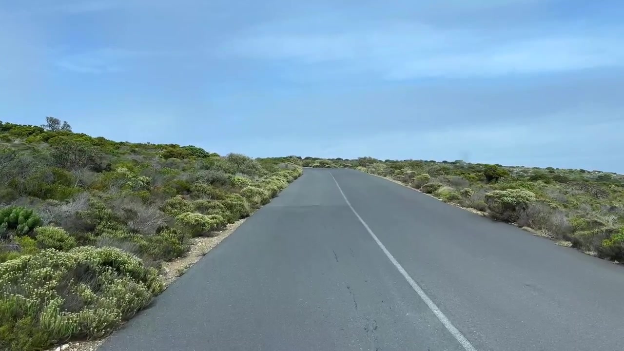 Ensom vej strækker sig i bjergene i Cape Point, Sydafrika.