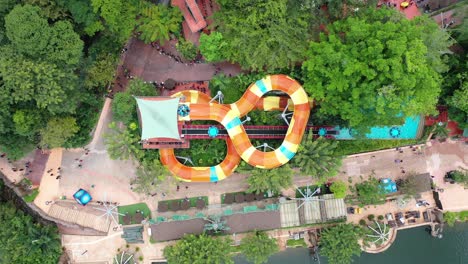 aerial view of a thrilling water park infinity slide