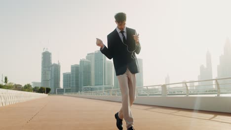 businessman enjoying his morning walk in a modern city