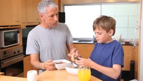 Vater-Und-Sohn-Essen-Zusammen