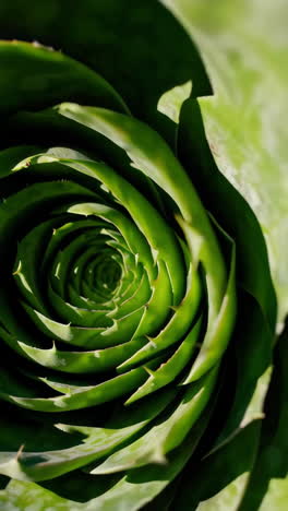 close-up of a green succulent's spiral pattern