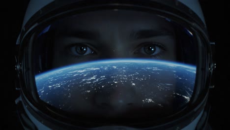 astonishing view of earth from space: a close-up with an astronaut captures the beauty and isolation of our planet against the vastness of the cosmos