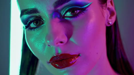 neon makeup portrait of a woman