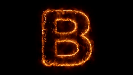 alphabet b word hot animated burning realistic fire flame loop.