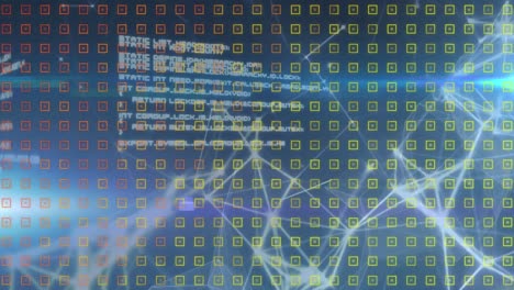 Animation-of-network-of-connections-with-data-processing-over-pattern