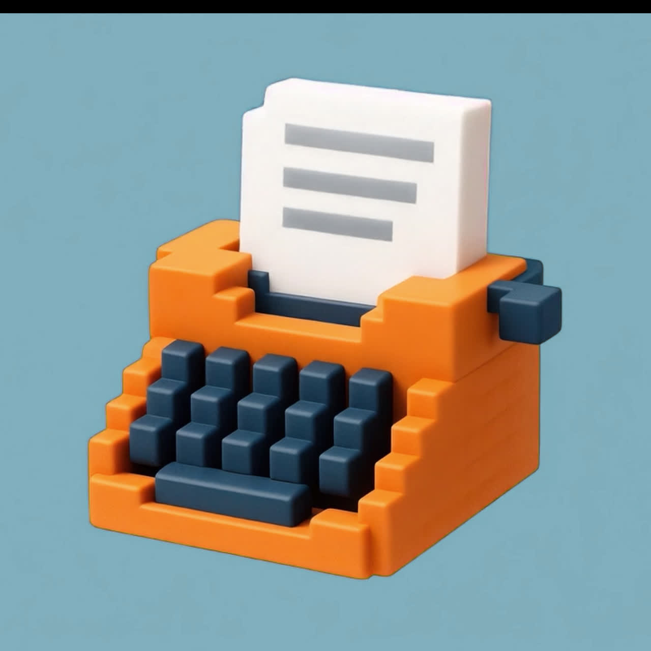 Retro pixel art typewriter design animation isolated asset, transparent 4K video, alpha channel