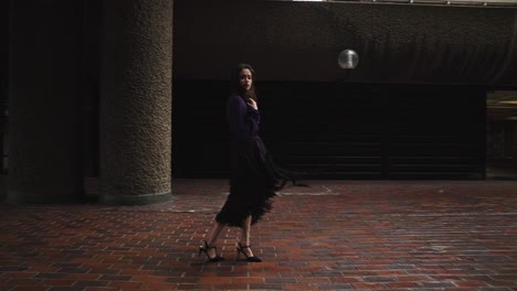 Young-attractive-middle-eastern-woman-in-gothic-outfit-alone-posing-looking-in-the-camera