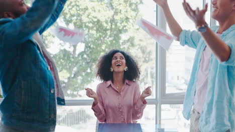 Business-people,-success-and-paper-confetti