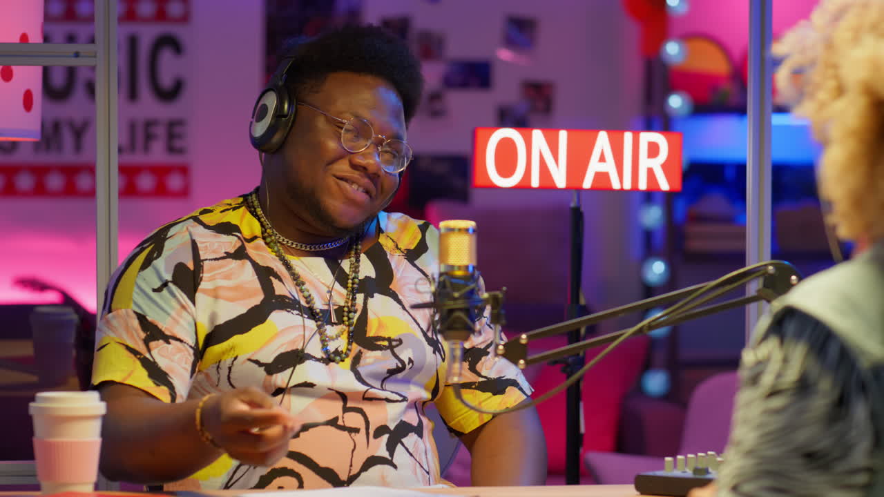 Radio Show Interview in a Colorful Studio