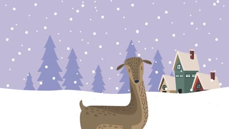 cute reindeer in winter season scene