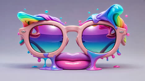 melting rainbow sunglasses with abstract lips