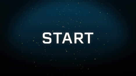 start text animation over dark background with scattered light particles