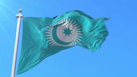 flag of the turkic council waving at wind, slow. loop