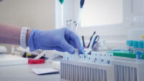 laboratory work with test tubes and pipette