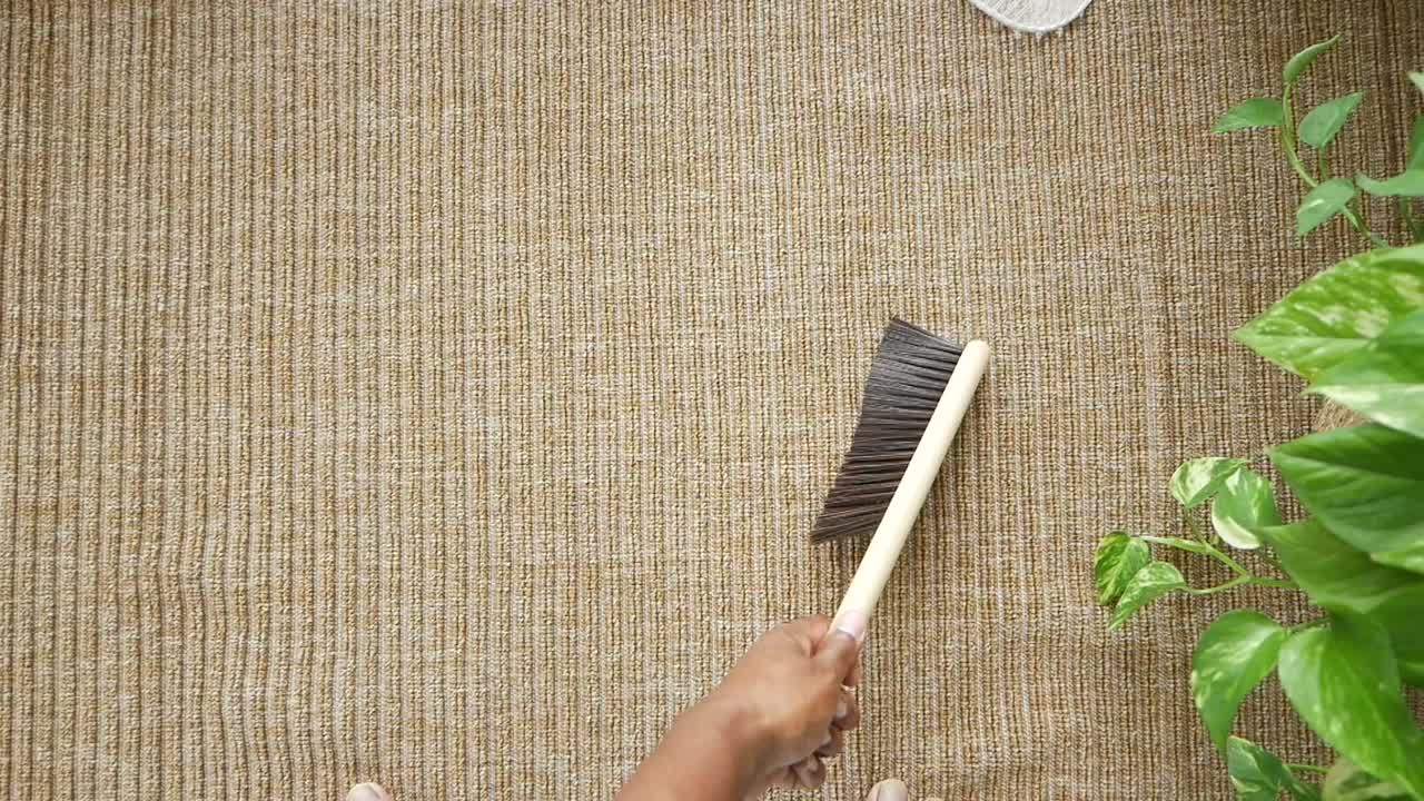 Cleaning a carpet with a brush